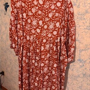 Floral Burnt Orange and White Dress